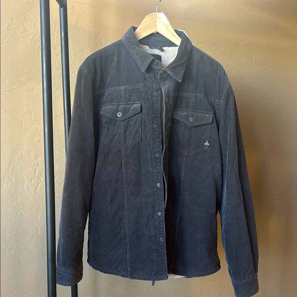 Prana Slate grey corduroy snap Jacket